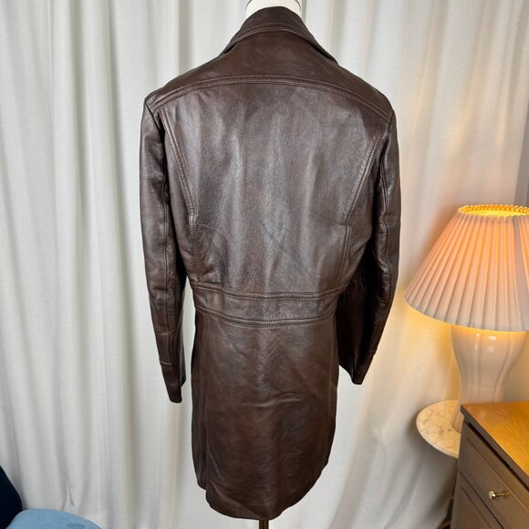 Vintage 1970s Brown Leather Coat Made in Canada by Norwest Leatherworks sz Large - Picture 15 of 15
